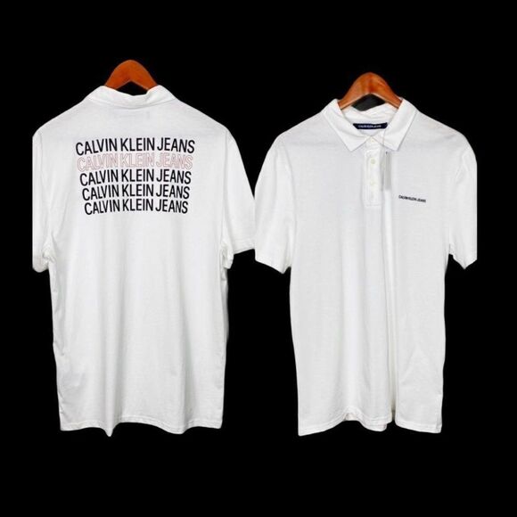 Calvin Klein White Graphic Polo Back Logo Summer - Picture 9 of 9